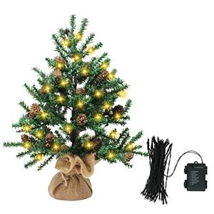 lot 4536 image: Joiedomi Mini Christmas Tree with Pine Cones with String Light, Prelit Mini Artificial Xmas Tree for Christmas Decorations