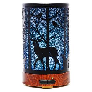 lot 4553 image: EQUSUPRO Essential Oil Diffuser 100ml Metal Aromatherapy Oil Diffuser Ultrasonic Cool Mist Diffuser with Waterless Auto Shut-Off Protection,7 Colors Changed LED for Home Office SPA Yoga (Deer)