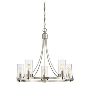 lot 5454 image: Trade Winds 5-Light Circular Chandelier in Brushed Nickel