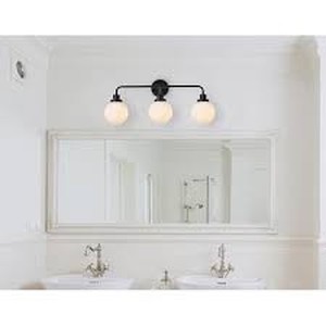 lot 5455 image: Hudson 3 Light Bath Sconce with Frosted Shade - Black