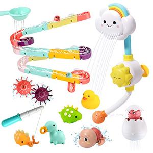 lot 6951 image: CUTE STONE Bath Toy Bathtub Toy with Shower and Floating Squirting Toys, Fishing Game for Toddles and Babies