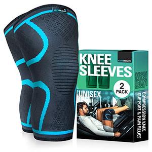 lot 6954 image: Knee Compression Sleeves(Pair) for Men and Women - Knee Support for Arthritis, ACL and MCL - Knee Brace for Gym, Running, Working Out and other Sports -Keenhealth Knee Sleeve for Weightlifting (Blue, X-Large)