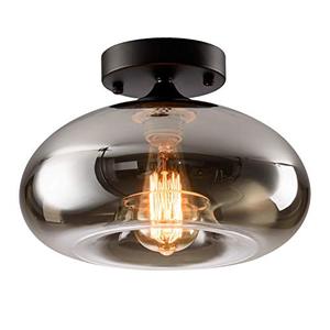 lot 6958 image: Gladfresit Semi-Flush Mount Modern Ceiling Light Glass Shade Ceramic Holder Industrial Island Lighting Fixture Indoor for Living & Dining Room Entryway Loft (Bulb Not Included) (Clear)�� (Oval-ESG)