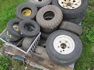 lot 1094 image: Pallet full Of Trailer, ATV, Lawnmower Tires and wheels