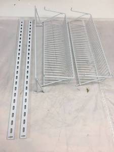 lot 3016 image: Wire Storage Rack with Two Shelves & Rod