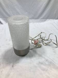 lot 1055 image: allen  roth 10-in Brushed Nickel TOUCH Uplight Table LampGlass Shade