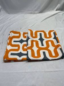 lot 1075 image: Geometric print (orange & gray) pillow shams 25 X 25