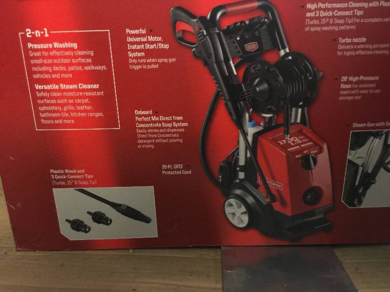 Craftsman 1700 PSI, 1.3 GPM Electric Pressure Washer w/ Steam Cleaner