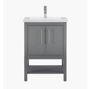 lot 1573 image: Taylor 20 in. W x 15 in. D x 34 in. H Bath Vanity in Dark Gray with Ceramic Vanity Top in White with White Basin