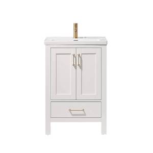 lot 1632 image: Gela 24 in. Bath Vanity in White with Ceramic Vanity Top in White with White Basin