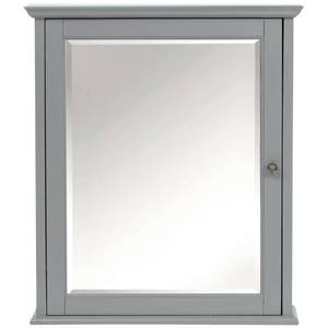 lot 1568 image: Home Decorators Collection Hamilton 24 in. W x 27 in. H Wall Mirror Cabinet in Grey, Silver Aluminum