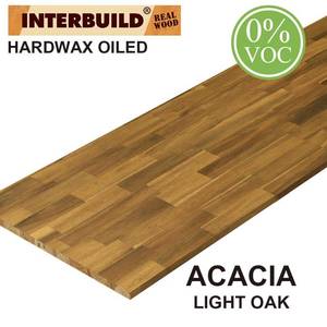 lot 1570 image: Interbuild Acacia 6 ft. L x 36 in. D x 1 in. T Butcher Block Island Countertop in Light Oak Stain