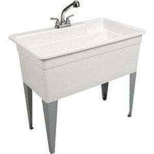lot 1572 image: Bigtub Utilatub 36-Gallon Floor-Mount Combo Utility Tub, 34 X 40 X 24 In., White