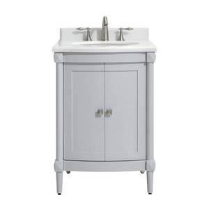 lot 1574 image: Home Decorators Collection Parkcrest 24 in. W x 22 in. D Vanity in Dove Grey with Marble Vanity Top in White with White Sink