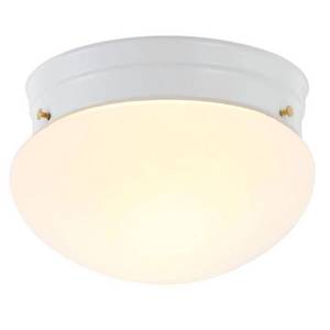 lot 1582 image: Hampton Bay 7 in. 1-Light White Mushroom Flush Mount