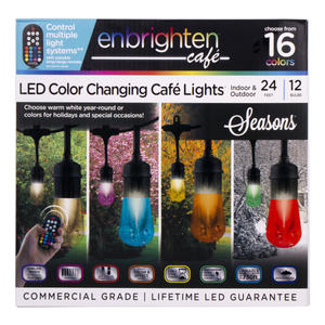 lot 1588 image: Enbrighten Seasons Vintage LED Color-Changing Caf� String Lights, 24ft. Shatterproof