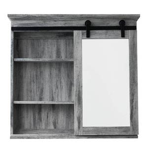lot 1633 image: Glacier Bay 31 in. x 29 in. Barn Door Medicine Cabinet, Washed Grey