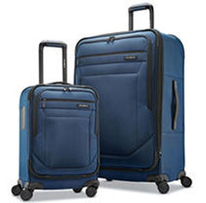 lot 1642 image: Samsonite Quantum Max Softside 2 piece Spinner Set Blue
