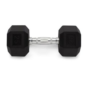 lot 1644 image: Weider Rubber Hex Dumbbell with Knurled Grip, 25 lbs