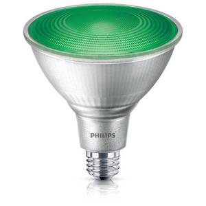 lot 1676 image: Philips 100W Equivalent Green PAR38 Medium Dimmable LED Floodlight Light Bulb