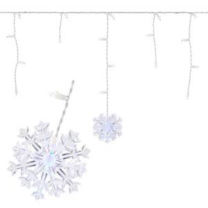 lot 1693 image: Home Accents Holiday 70-Light LED White Dome with Snowflakes Icicle Light Set