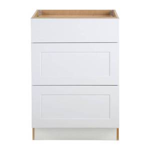 lot 1721 image: Hampton Bay Cambridge White Plywood Shaker Stock Assembled Base Cabinet with 3 Soft Close Drawers (24 in. x 34.5 in. x 24.5 in.)