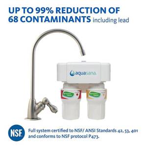 lot 1728 image: Aquasana - 2-Stage Under Counter Water Filter System - Brushed Nickel