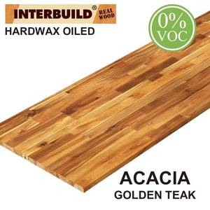 lot 1752 image: Interbuild Acacia 6 ft. L x 40 in. D x 1 in. T Butcher Block Island Countertop in Golden Teak Stain
