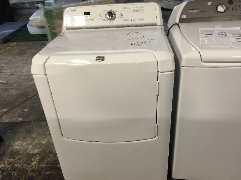 lot 7262 image: Maytag Bravos Series White Electric Dryer - MEDB400VQ