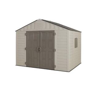 lot 2935 image: US Leisure 10 ft. x 8 ft. Keter Stronghold Resin Storage Shed, Grays