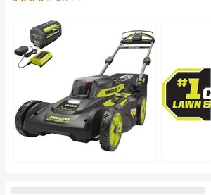 lot 2941 image: NEW RYOBI 20 in. 40-Volt 6.0 Ah Lithium-Ion Battery Self-Propelled Mower