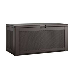 lot 2950 image: Rubbermaid 134 Gal. XL Resin Deck Box, Brown