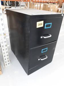 lot 2958 image: Black Filing Cabinet, (Top Drawer Is locked & There is No Key)
