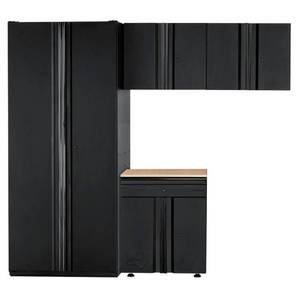lot 2974 image: Husky 4-Piece Heavy Duty Welded Steel Garage Storage System in Black (92 in. W x 81 in. H x 24 in. D)