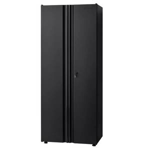 lot 2977 image: Husky Regular Duty Welded 24-Gauge Steel Freestanding Garage Cabinet in Black (31 in. W x 75 in. H x 20 in. D), Matte black powder coating