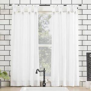 lot 4557 image: 45x52 Washed Cotton Twisted Tab Light Filtering Curtain Tiers White - Archaeo