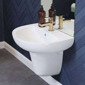lot 4558 image: Swiss Madison Cache Wall Mount Sink, Glossy White