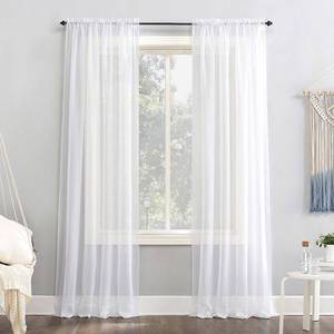 lot 4581 image: No. 918 Sheer Voile 59 x 54 Rod Pocket Top Curtain Panel Pair