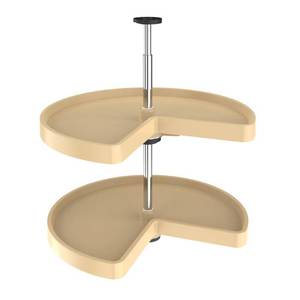 lot 4592 image: 24 in Almond Polymer Kidney Lazy Susan 2-Shelf - 24W x 24D x 26H