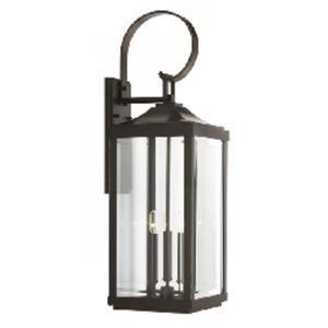 lot 4596 image: 3 Light Outdoor Wall Lantern in Imperial Black- Retail$222.99