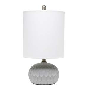 lot 4619 image: Lalia Home Concrete Thumbprint Table Lamp with White Fabric Shade
