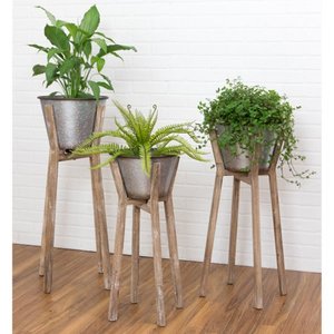 lot 4629 image: Hayes Modern Rustic Planters (Set of 3) - 35h x 17w  32h x 16w  28h x 14w - Retail$197.49