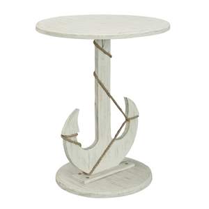 lot 4630 image: Somette Sanibel White Rub Anchor Table- Retail$163.49