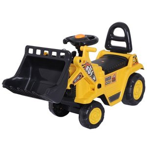 lot 4645 image: HOMCOM 3 in 1 Ride On Toy Bulldozer Digger Tractor Pulling Cart Pretend Play Construction Truck