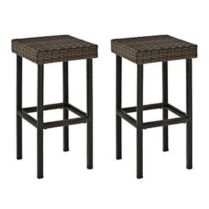 lot 4648 image: Palm Harbor Outdoor Wicker 29-inch Bar Height Stool (Set of 2)- Retail$119.49