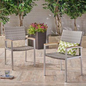 lot 4654 image: Luton Outdoor Wicker Dining Chair with Aluminum Frame (Set of 2) by Christopher Knight Home- Retail$251.99