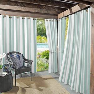 lot 4667 image: Sun Zero Valencia 54 x 95 Cabana Stripe IndoorOutdoor Uv Protectant Curtain Panel Pair&nbsp