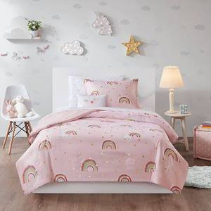 lot 4672 image: Mi Zone Kids Alicia Twin 6 Piece Rainbow with Metallic Printed Stars Complete Bed and Sheet Set Bedding