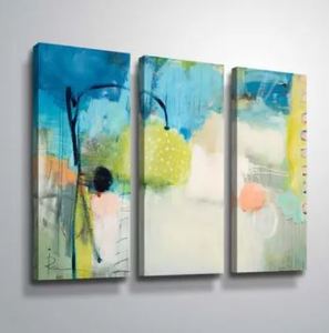 lot 4591 image: Green Summer 3 Piece Gallery Wrapped Canvas Set- Retail$127.99