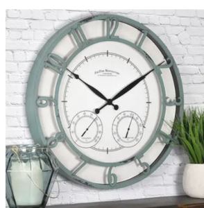 lot 4623 image: FirsTime &amp Co. Navy Laguna Outdoor Clock, American Crafted, Distressed Teal, Plastic, 18 x 2 x 18 in&nbsp